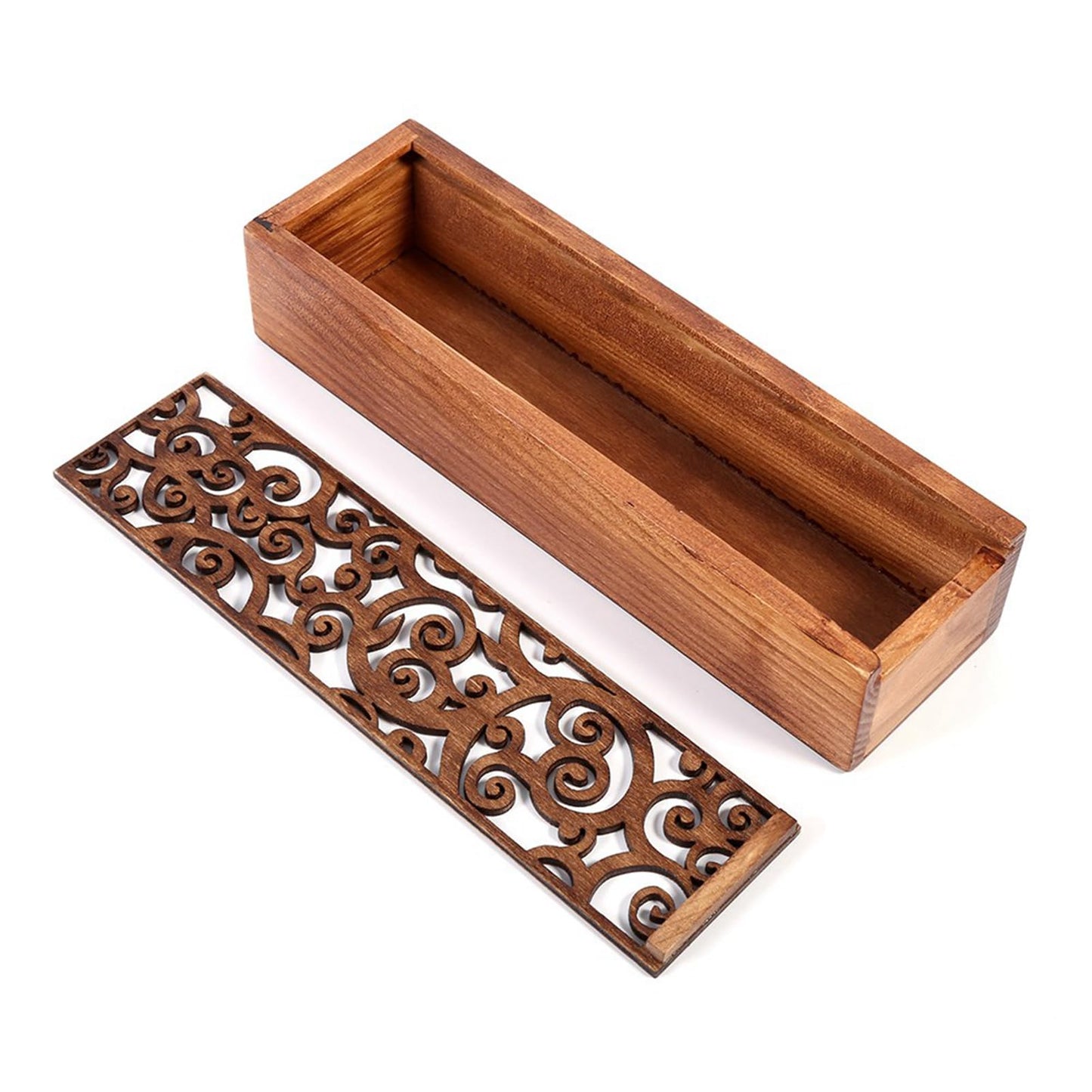 GBSCLOVER Wooden Pen Box, Retro Wood Pen Storage Case with Removable Cover, Multifunctional Pen Storage Wooden Box 7.7x2.2x1.6in for Store Jewelry Cosmetic