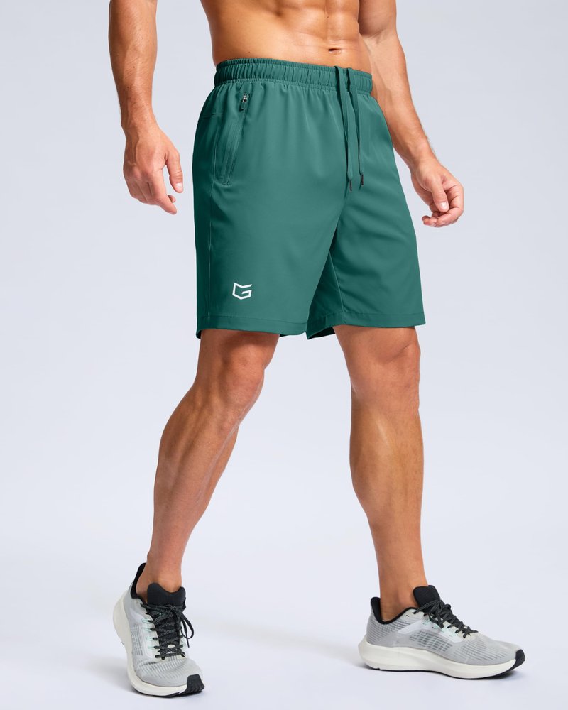 G Gradual Men's Athletic Running Shorts with Zipper Pockets Quick Dry 7"/ 5"/ 9" Workout Gym Shorts for Basketball Hiking(Rainforest Green,7XXL)