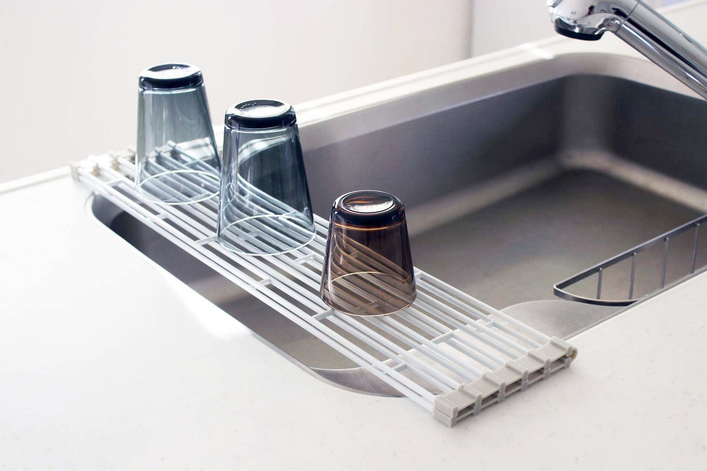 Yamazaki Home Plate Folding Sink Drainer Rack - Kitchen Dish Dryer Large White