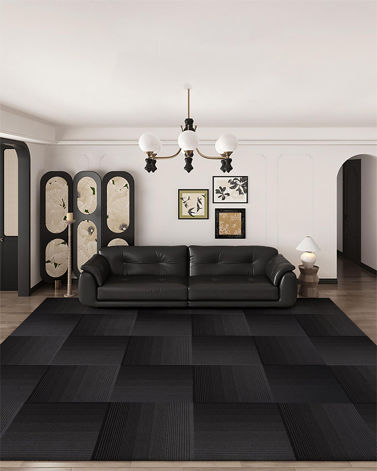 Rehert Carpet Tiles, Carpet Squares, Office Carpet Tiles Removable, Carpet Tile Flooring for Basement, 20" x 20" Berber (Loop Pile), Gradient Black, 0.24" Pile Height (12 Tiles, 32 sqft/Box)