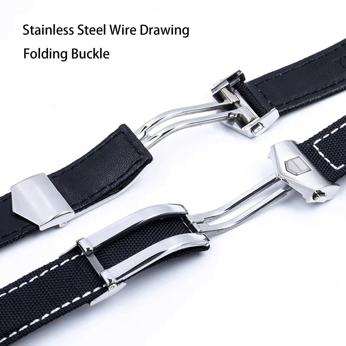 Nizonlaie Nylon Leather Watch Band Quick Release Waterproof Oxford Fiber Nylon Genuine Leather Deployant Watch Band Strap Nylon Leather Universal Replacement Bracelet Strap 20mm 22mm for Men Women