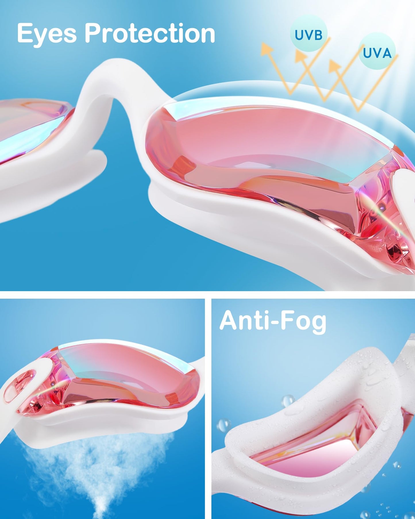 Aegend Swim Goggles for Kids Youth 3-14 Anti-Fog Anti-UV Comfort Fit Goggles for Swimming