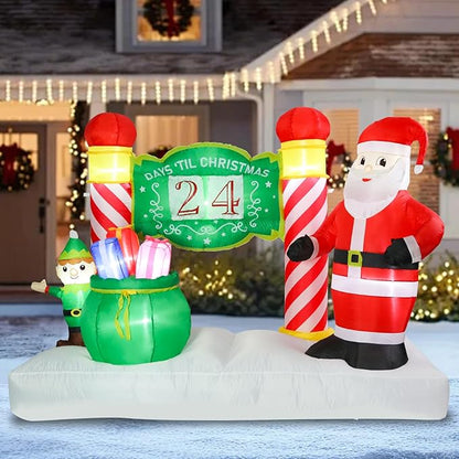 Vigdur 7FT Christmas Inflatable Sign – Lighted Advent Calendar Blow Up with Detachable Letters, Outdoor Santa Christmas Decorations for Yard, Lawn, Garden, Holiday Party & Home Décor