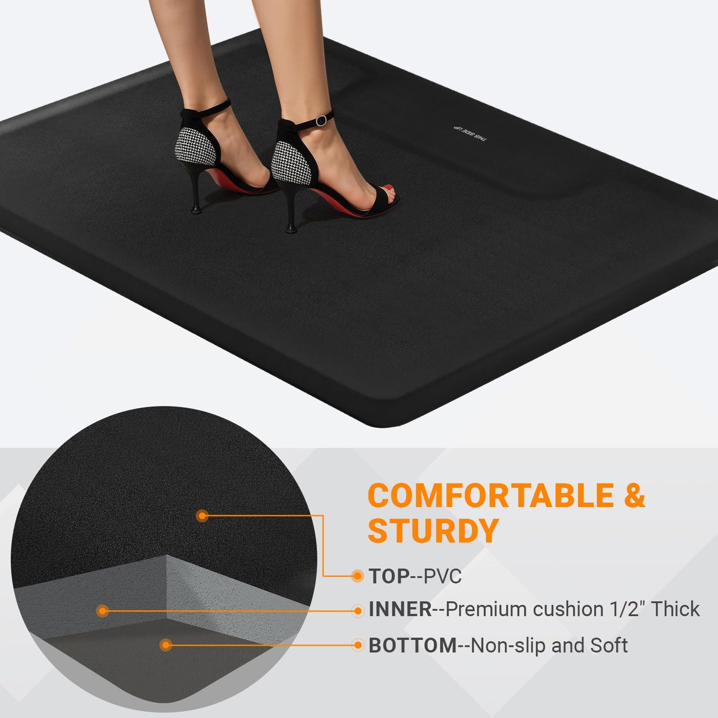 Salon Barber Floor Mat Anti Fatigue for Hairstylist Standing 3' x 4', 1/2'' Thick Comfort Matt Square Base for Salon Styling Chair, Hair Cutting Hairdressing Beauty Equipment
