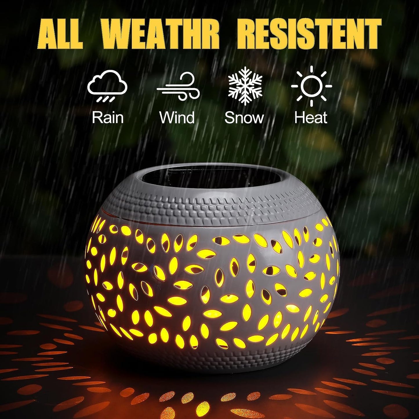 Solar Table Lanterns Outdoor Waterproof - LED Lamp White Metal Table Lights -Solar Powered Decorative Lantern for Desk Patio Garden Pathway Yard
