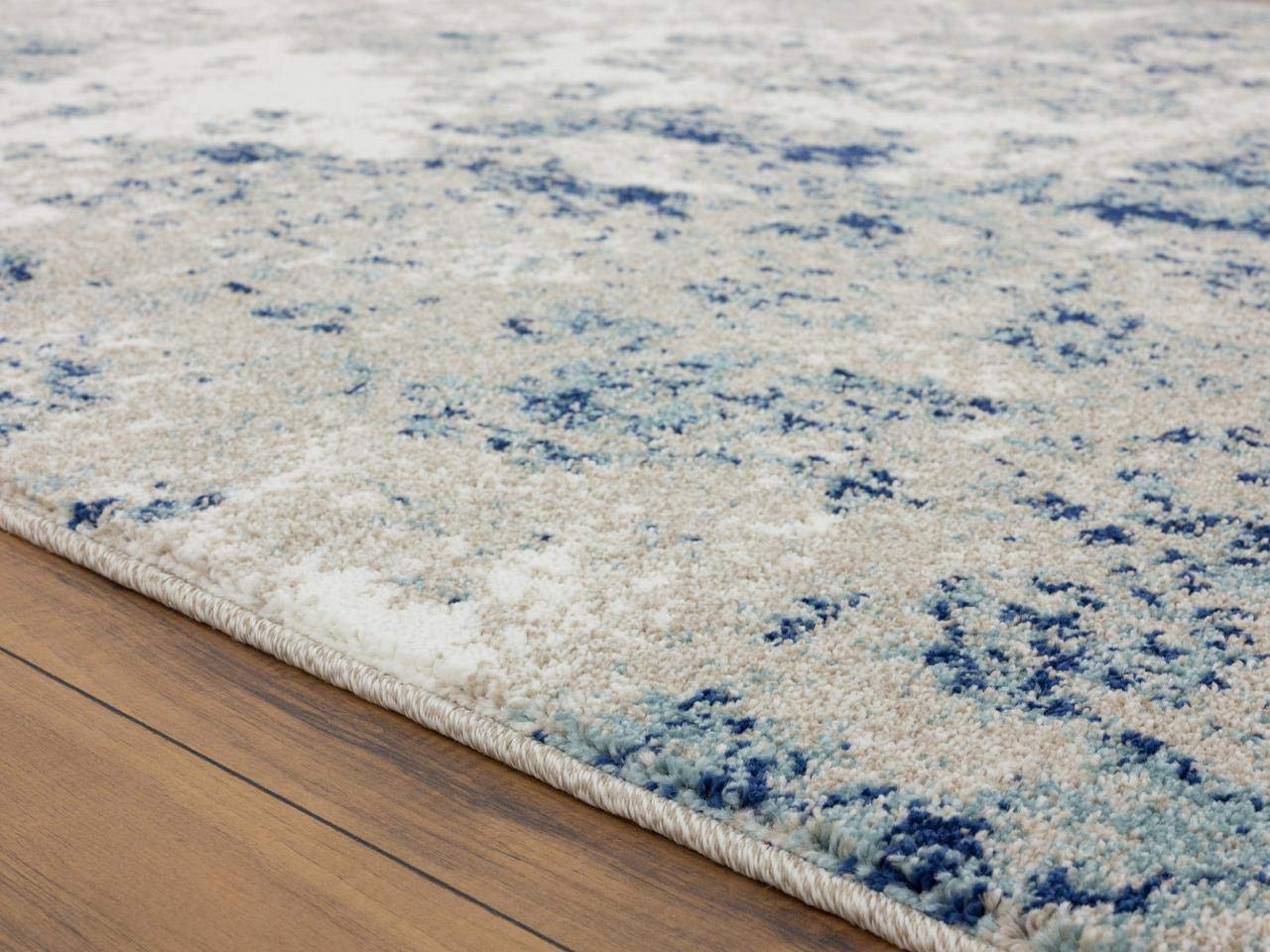 LUXE WEAVERS Rug - Persian Rugs 6097 Abstract Marble Area Rug - Modern Design, Medium Pile, Ivory / Size 5 x 7