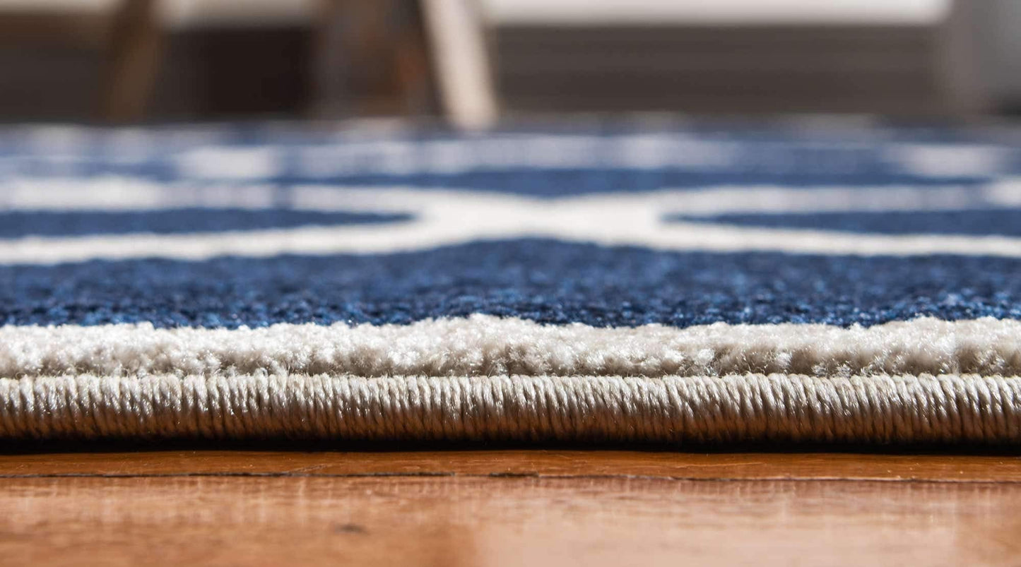 Unique Loom Trellis Collection Modern Morroccan Inspired with Lattice Design Area Rug, Rectangular 6' 0" x 9' 0", Navy Blue/Beige