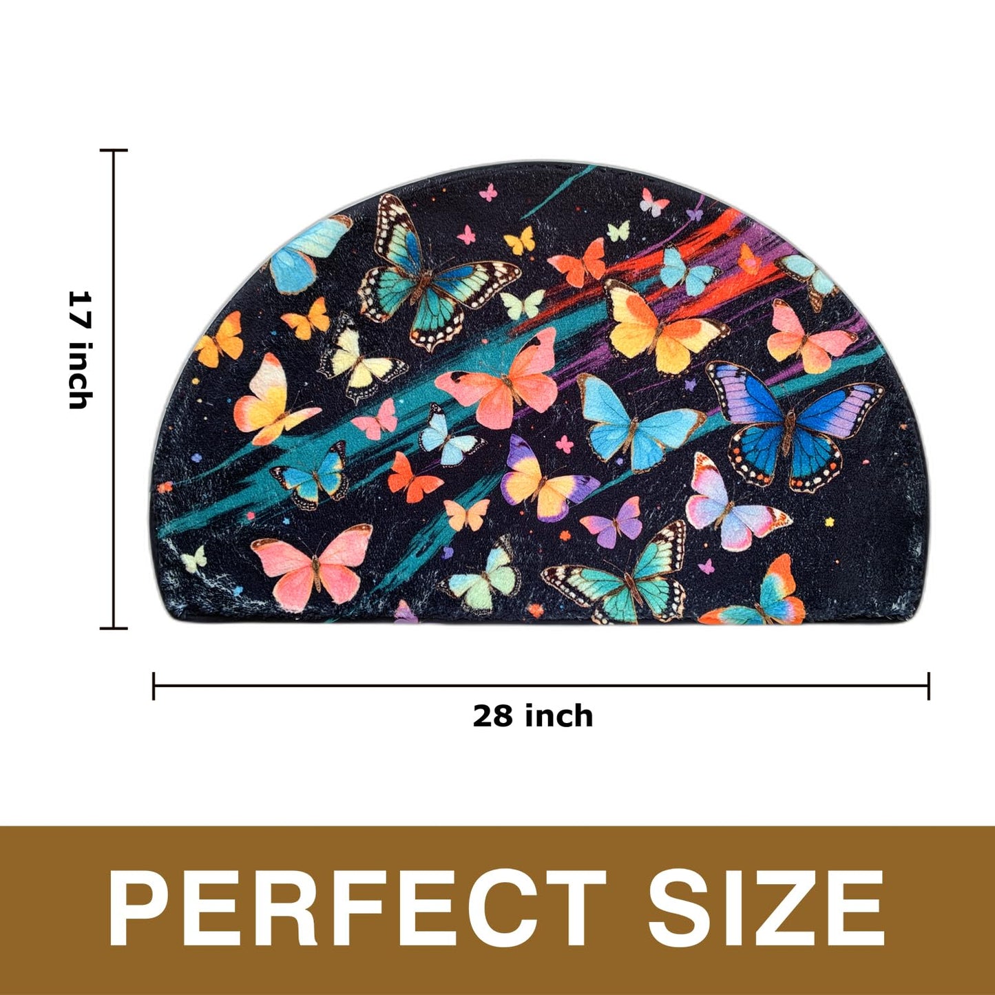 Goth Half Round Butterfly Bathrug Doormat Moth Outdoor Rug Non-Slip Bath Rugs Semi Circle Flower Bathroom Door Mat Cool Gothic Mats Decor Floral Style Bathmats (Fluttering)