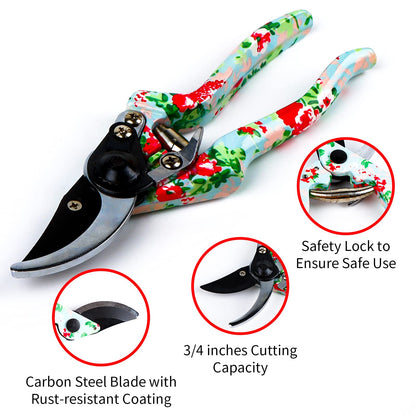 JUMPHIGH Womens Gardening Gifts Set - Floral Gardening Tools with Tote Bag - Gifts for Mom, Girlfriend or Women - Birthday, Christmas (Blue)