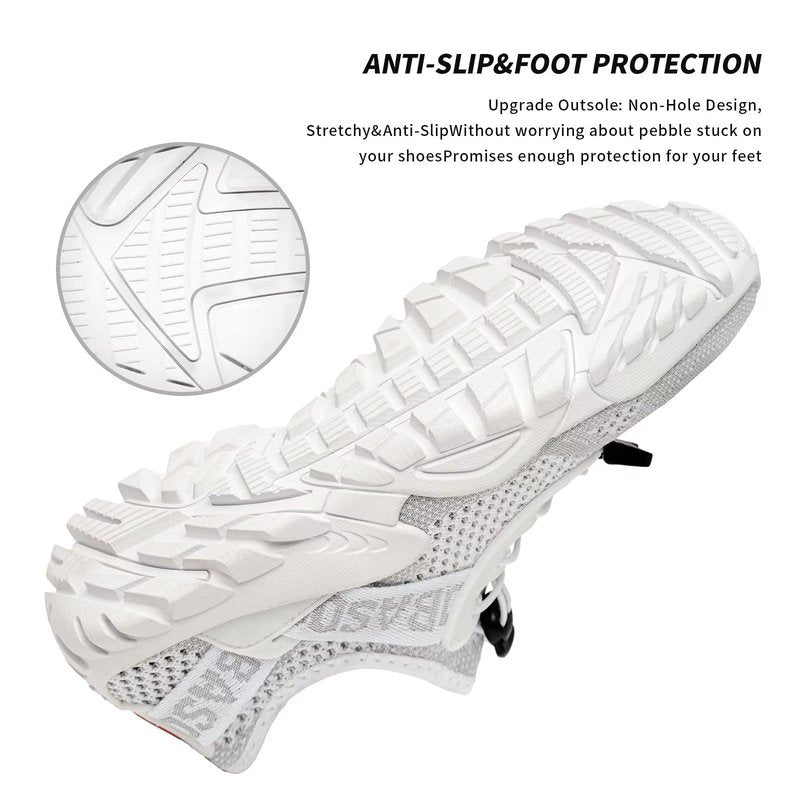 SOBASO Women's Aqua Water Shoes Men Quick-Drying Hiking Beach River Sports Shoes for Pool Surf Swim Yoga All White