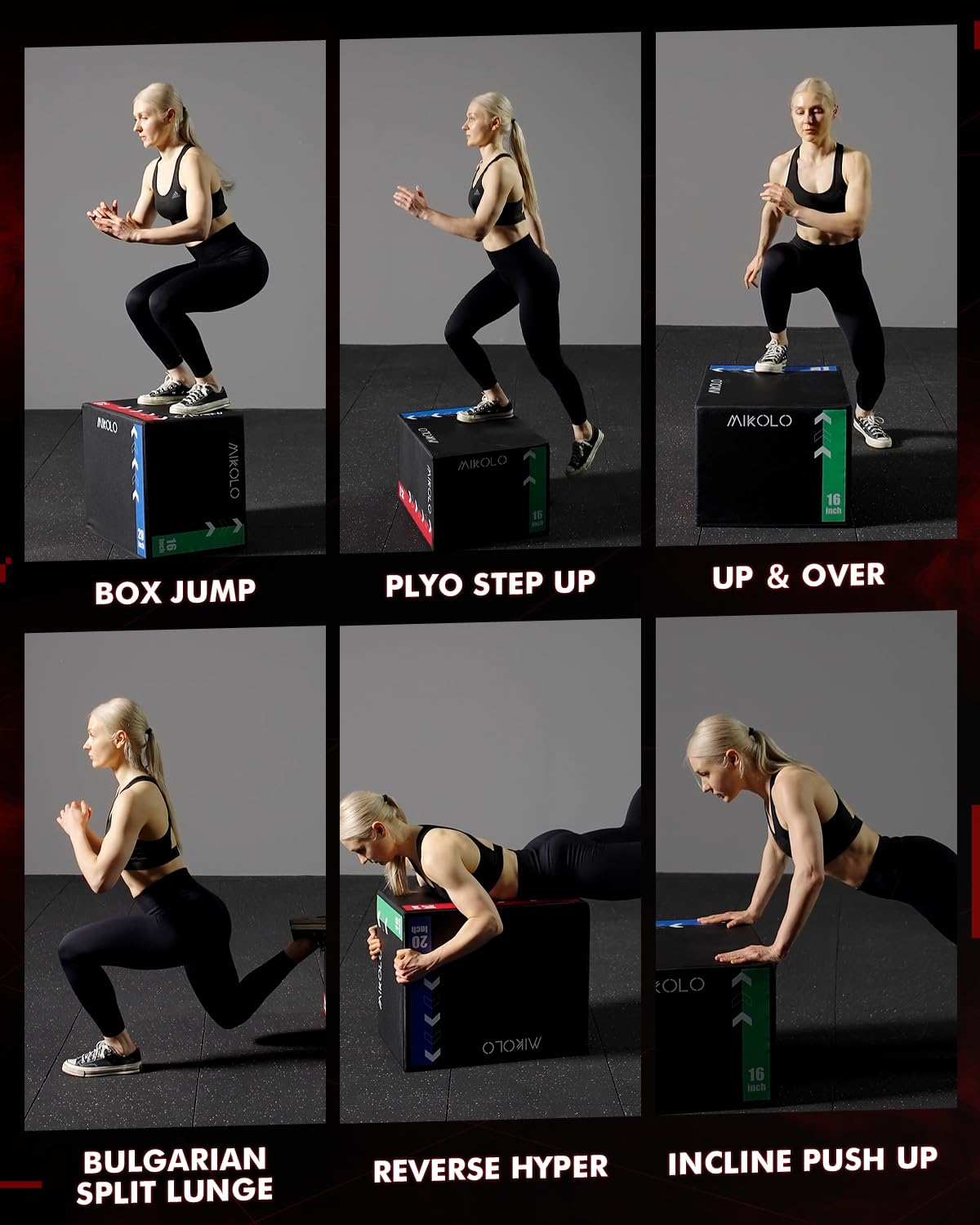 Mikolo 3-in-1 Foam Plyometric Box – Soft Jump Box with Solid Wood Core, High-Density Foam and Non-Slip Cover – No Assembly Required for Home Gym Workout