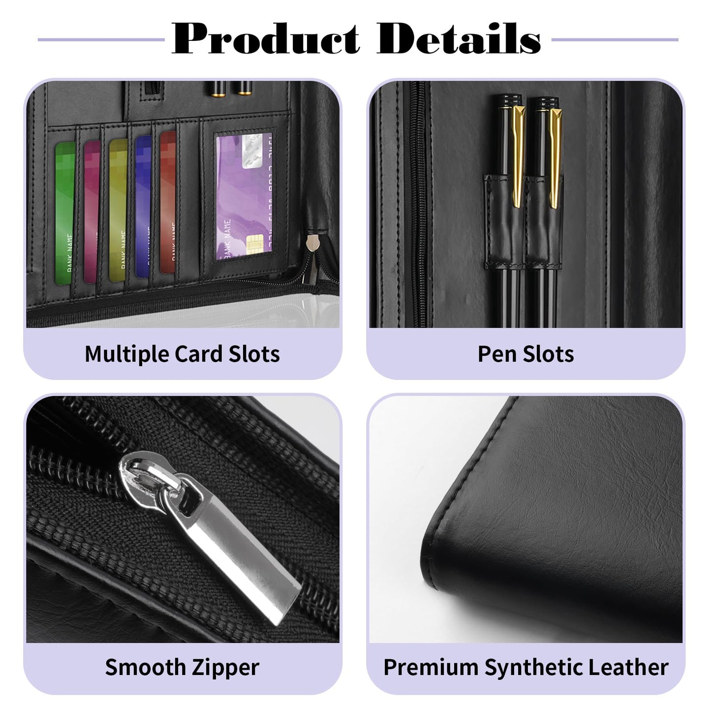 Leather Padfolio Portfolio Binder Organizer, with 25 Pages Notepad & 13" Tablet Sleeve, Professional Conference Meeting Business Zipper Folder for Letter Size A4 Legal Writing Pad Document Men Women