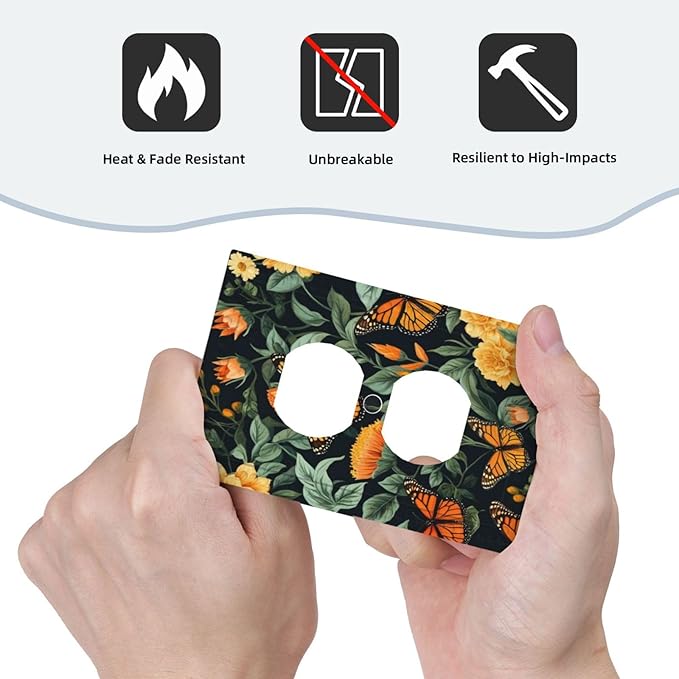 Butterflies Flower Garden Light Switch Cover 1 Gang Outlet Plate Single Duplex Wall Plate Covers Decorative Switchplate Covers Electrical Faceplate for Home Decor