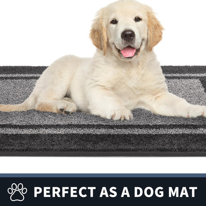 PURRUGS Dirt Trapping Door Mat 20" x 32", Non-Slip Machine Washable Entryway Rug, Entrance Mat, Indoor Front Door Mat, Super Absorbent Entry Rug for Muddy Shoes & Paws, Light Grey & Dark Grey