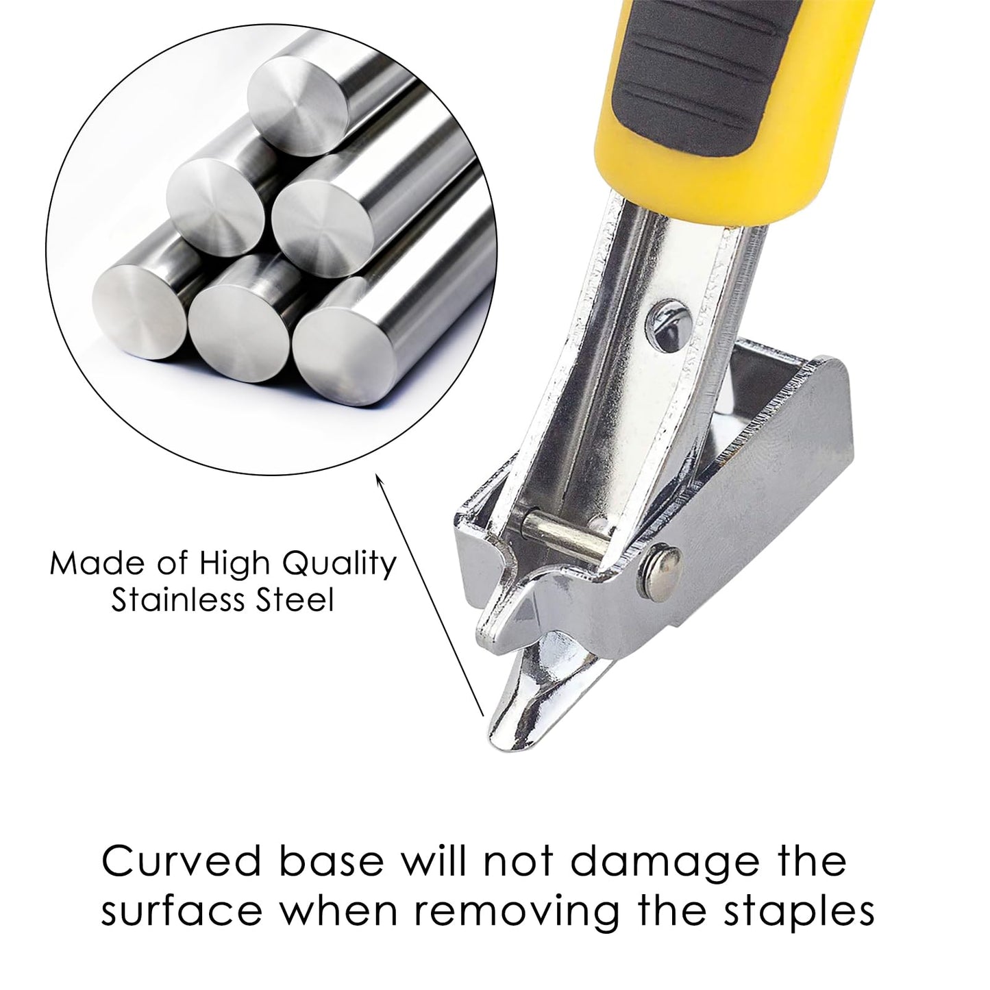 GEARLINTON Staple Remover Heavy Duty Upholstery Staple Puller Tool with Ergonomic Handle for Furniture, Carpet, Carton, Floor (2 Pack, Yellow)