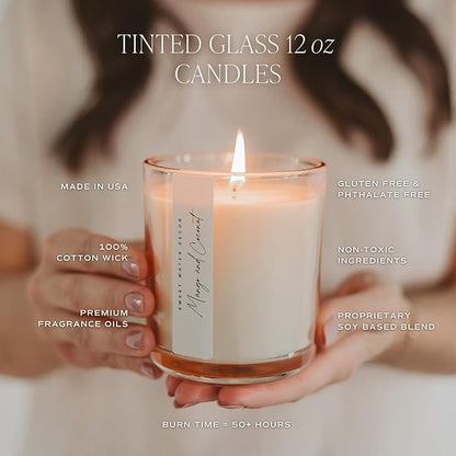 Sweet Water Decor Coastal Lemon Scented Candles – Soy Candles with Lemon, Sea Salt, Jasmine & Driftwood – Summer Cozy Aroma – 50 Hour Burn – 12oz Tinted Glass Jar for Home Decor and Bedroom Décor