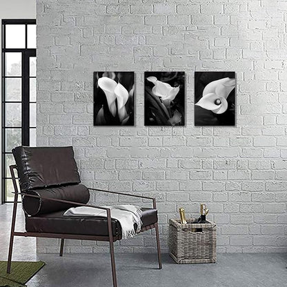 Hardy Gallery Floral Artwork Flower Painting Picture: Calla-Lily Print on Canvas Set for Wall Art (16”x12”x3pcs)