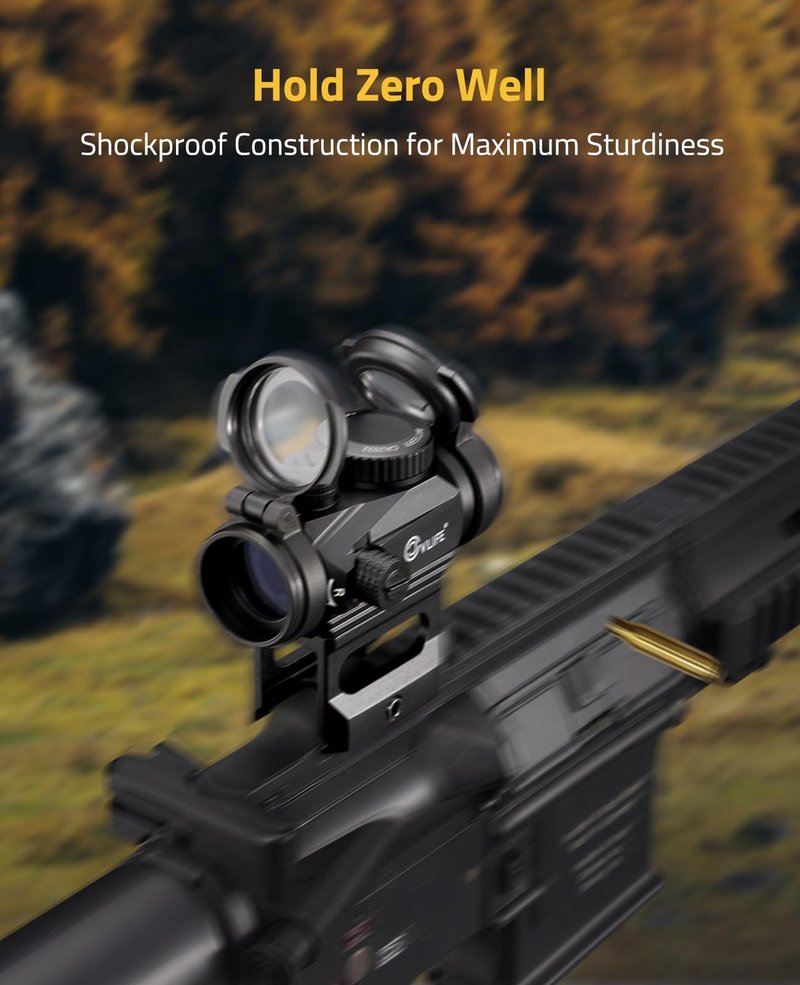 CVLIFE FoxSpook Motion Awake Red Dot Sight,1x20mm 2MOA Red dot Scope Auto On & Off Compact Optics with Low Profile and Lower 1/3 Co-Witness Mount, Flip Up Lens Covers and 12 Brightness Button Settings