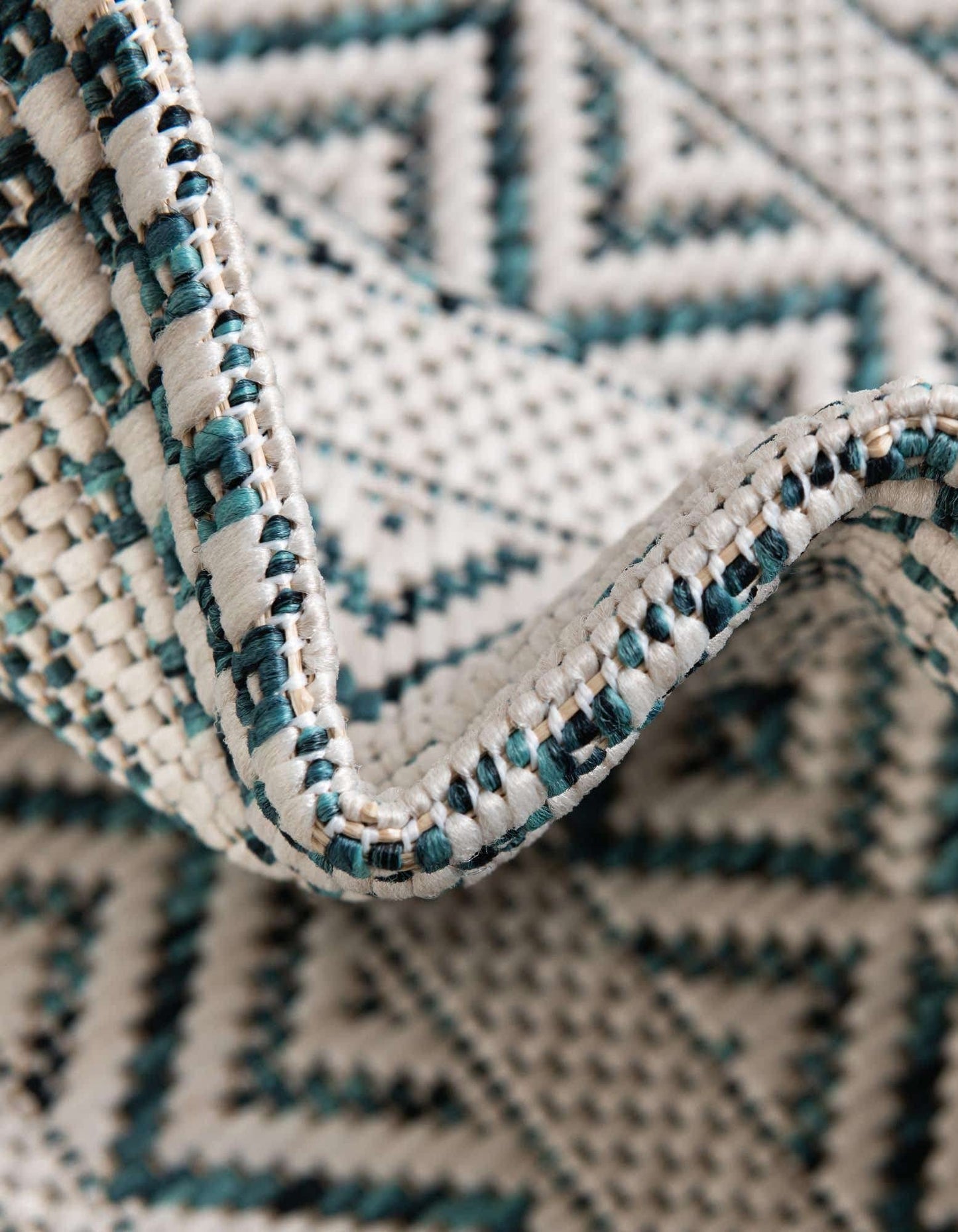 Unique Loom Outdoor Striped Collection Area Rug - Maia (2' x 6' 1" Runner, Teal/Ivory)