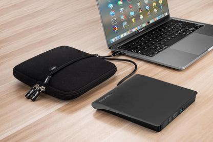 ROOFULL External CD DVD +/-RW Drive for Laptop Mac, USB 3.0 & USB-C CD DVD Disc Reader Writer Burner CD-ROM Portable DVD Player with Carrying Case for Windows 11/10 PC MacBook Pro Linux Computer