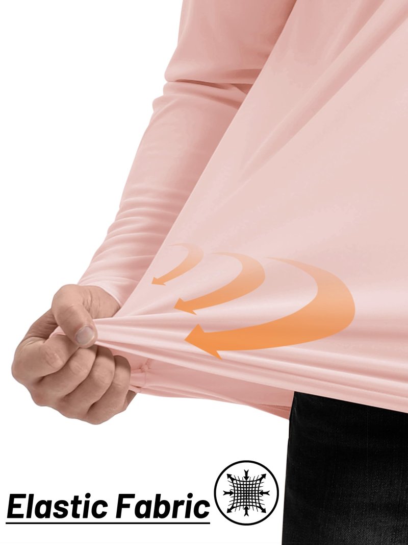 TACVASEN Long Sleeve Shirts Men Athletic Quarter Summer Tops for Sun Protection Men Workout Golf Shirts Running for Rash Guard Light Pink XL