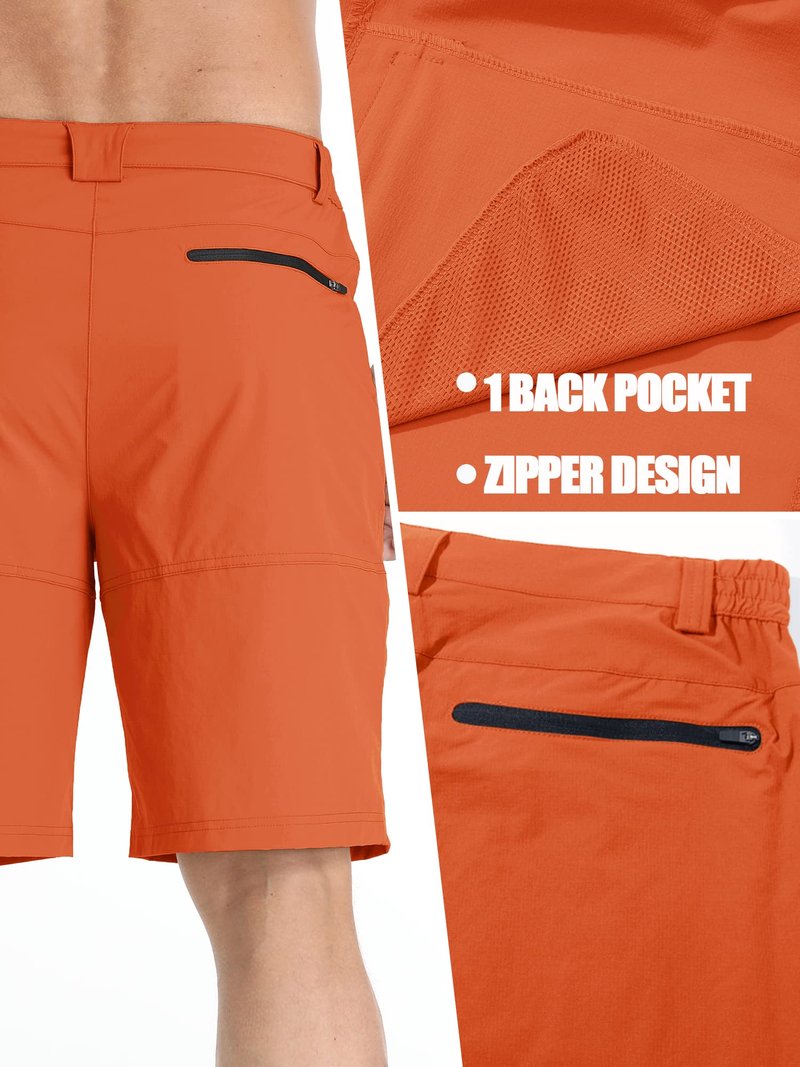 TACVASEN Mens 10" Lightweight Hiking Outdoor Cargo Travel Shorts Quick Dry Casual Breathable Fishing Dress Golf Summer Shorts Orange 34