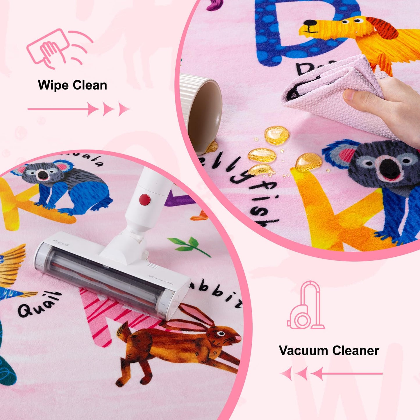 Rogara 5x7 ABC Classroom Rug for Kids Playroom, Alphabet Rug with 26 Animals, Non-Slip Washable Kids Carpet, Educational Preschool Play Mat for Daycare, Nursery, Toddler Bedroom