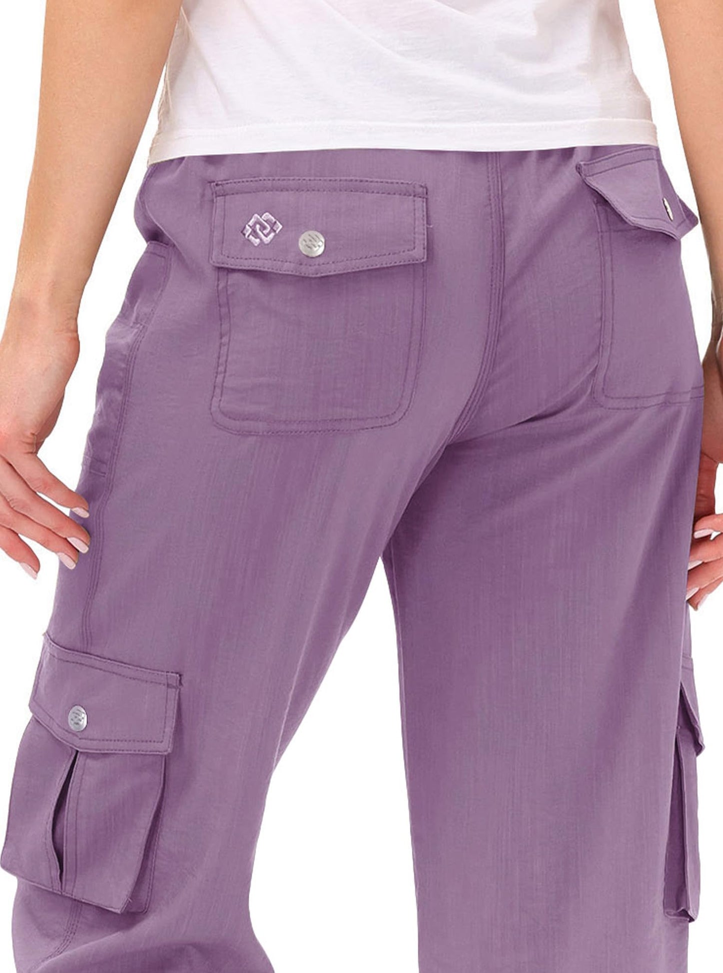 MoFiz Cargo Capri Pants for Women Lightweight Quick Dry Summer Capris for Hiking Travel Casual Pink Purple M