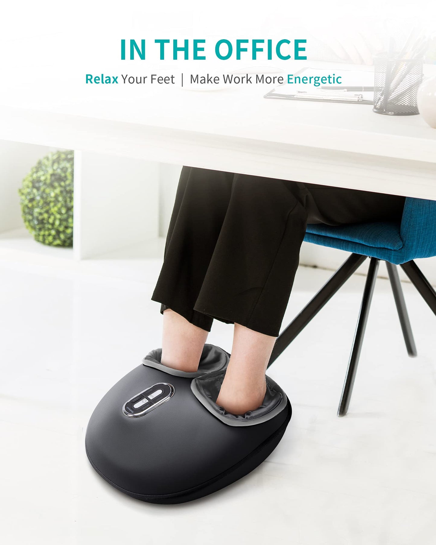 Nekteck Shiatsu Foot Massager with Heat, Deep Kneading Therapy Air Compression, Feet Massage Improve Blood Circulation Foot Wellness Soothing Pain Relief, Relax for Home Office Use