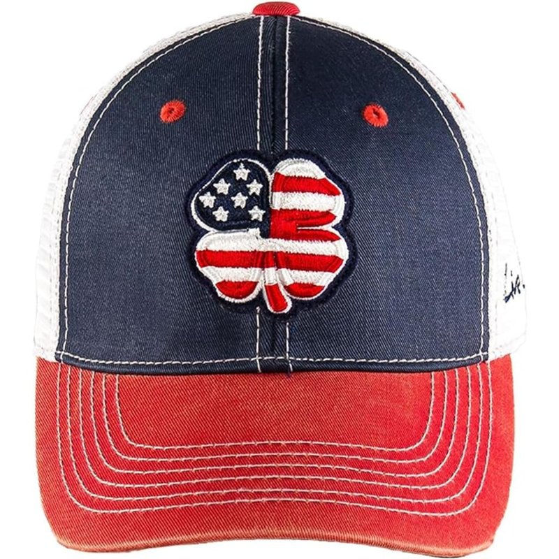 Black Clover Unisex USA American Flag Two-Tone Vintage Adjustable Snapback Cap Mesh Trucker Golf Hat