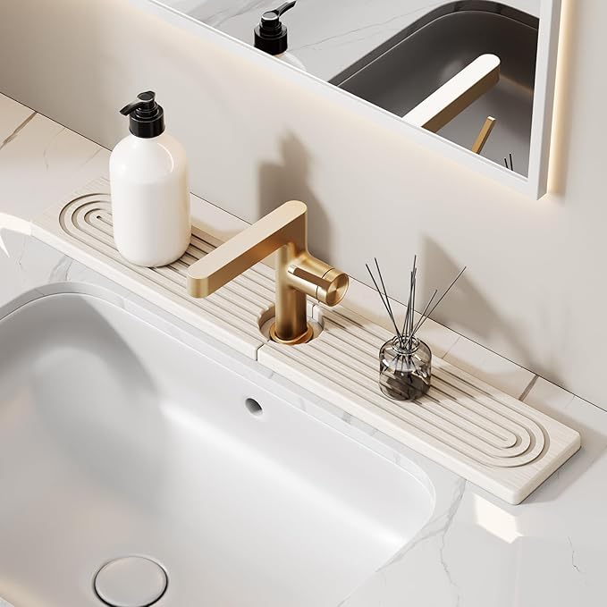 23.6 Inch Stone Faucet Mat for Kitchen Sink Splash Guard