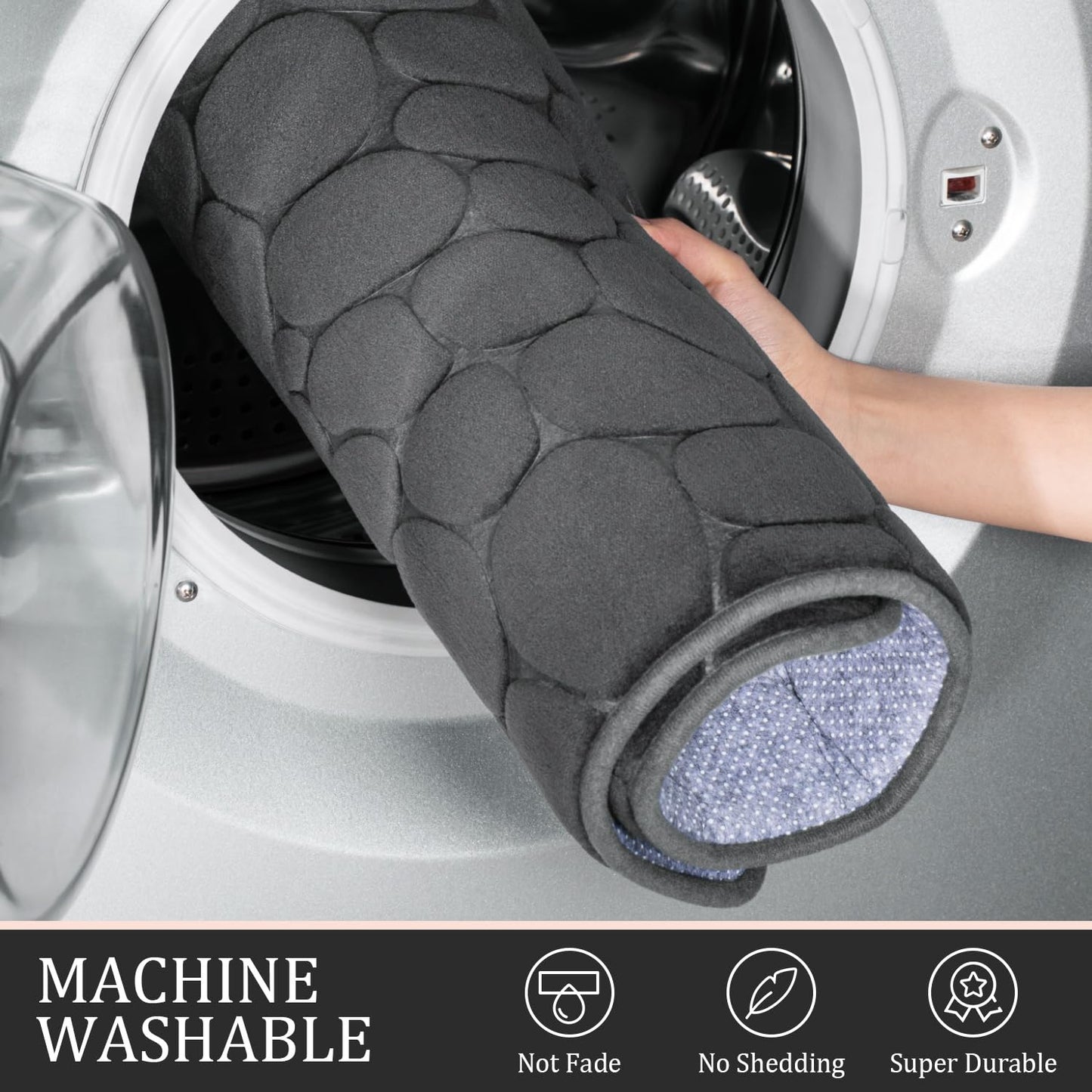 YIHOUSE Bathroom Rugs Mat Set, Memory Foam Bath Mat 2 Piece Dark Grey