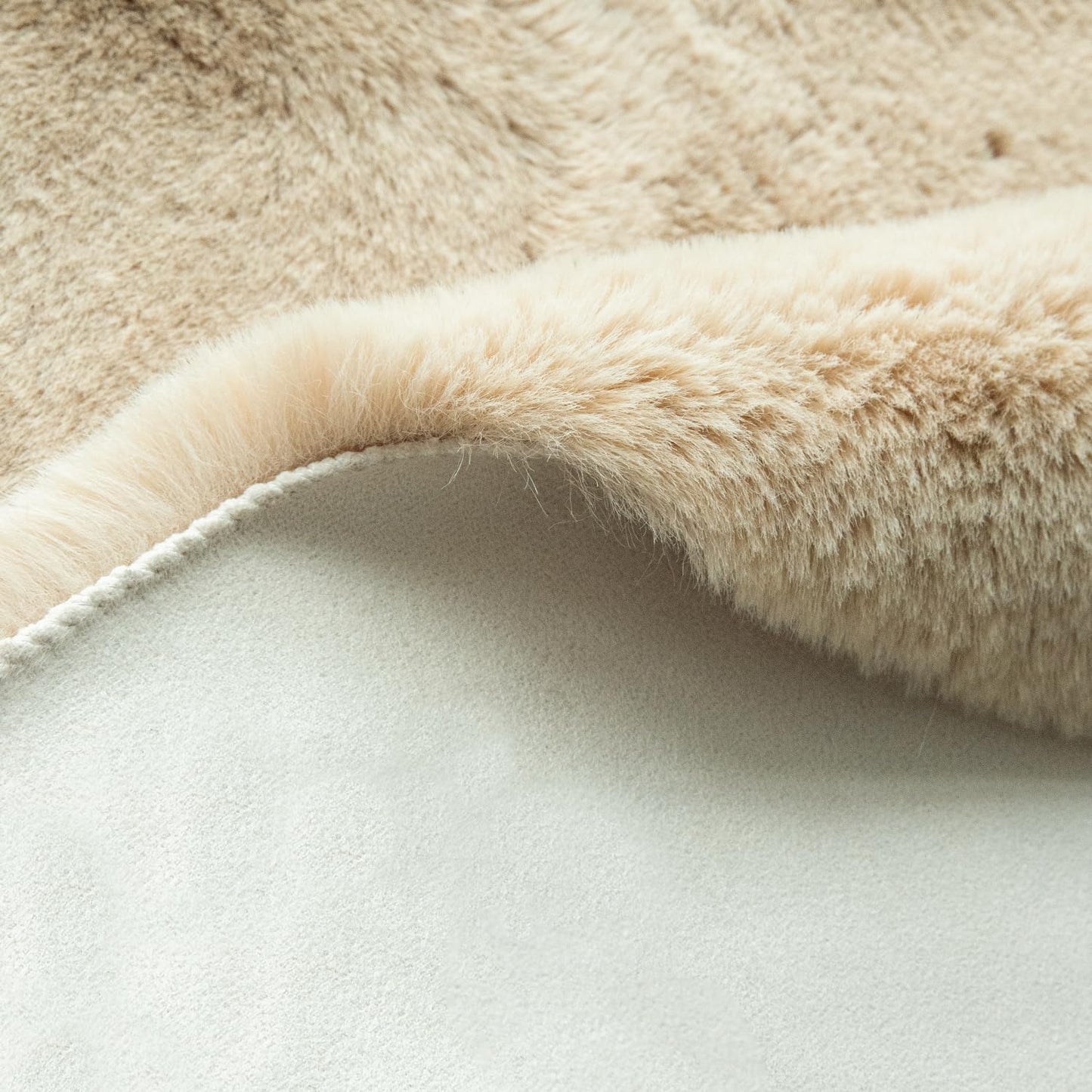 ORINOVA Beige Plush Faux Washable Rabbit Fur Area Rugs for Bedroom Shag Carpet for Living Room 4x6 Rectangle Nursery Rug