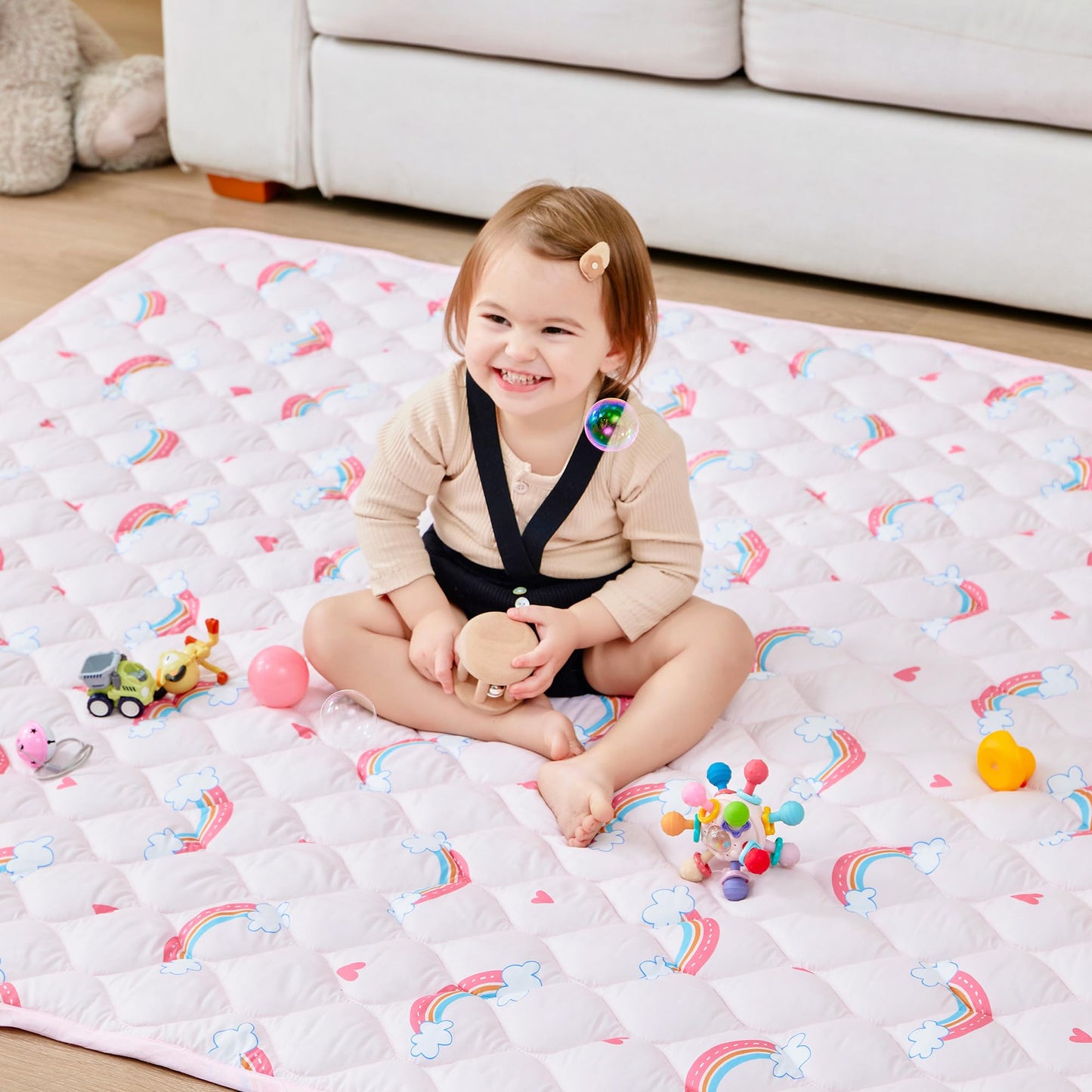Baby Play Mat, Extra Large&Thick Baby Mat for Floor, 50 x 51 Play Mat for Baby， Foldable Padded Baby Floor Mat