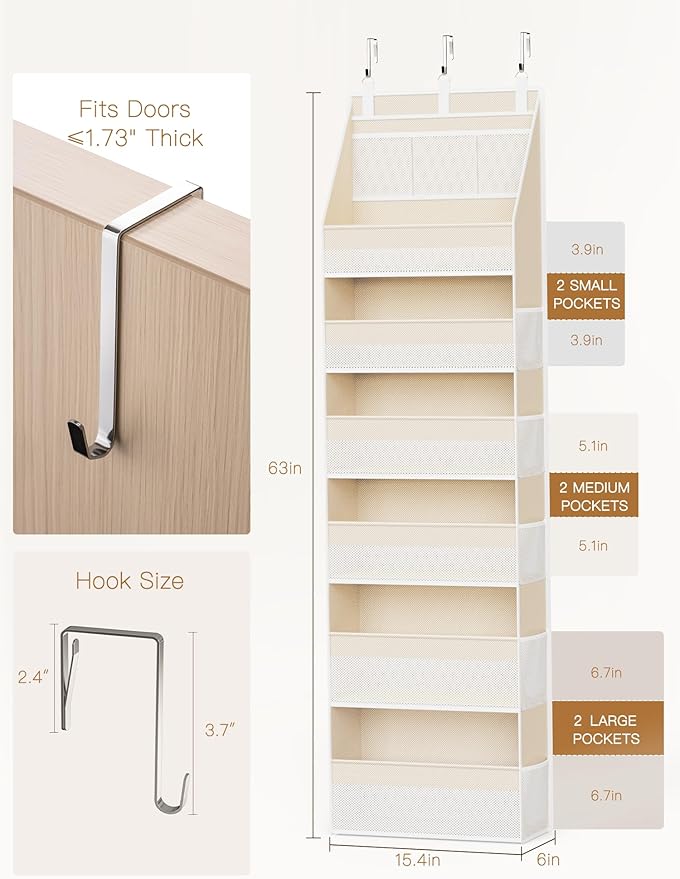Criusia Over the Door Organizer, 6-Shelf Closet Hanging Storage