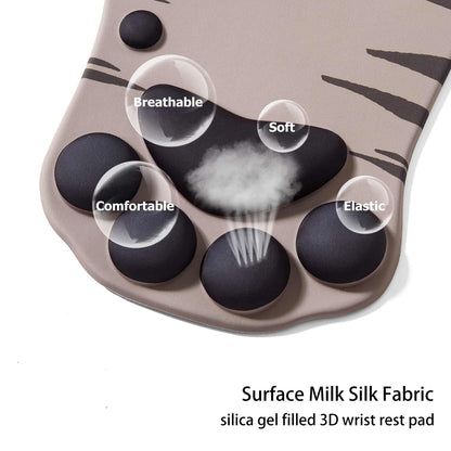 DOBAOJIA Mouse Pad Cat Paw, Ergonomic Mouse Pad, Mouse Mat with Wrist Support, Silicone Gel Mouse Pad, Cute Mouse Pad, Kawaii Mouse Pad, for Home/Office/Gaming, Mouse Mat Grey & Black