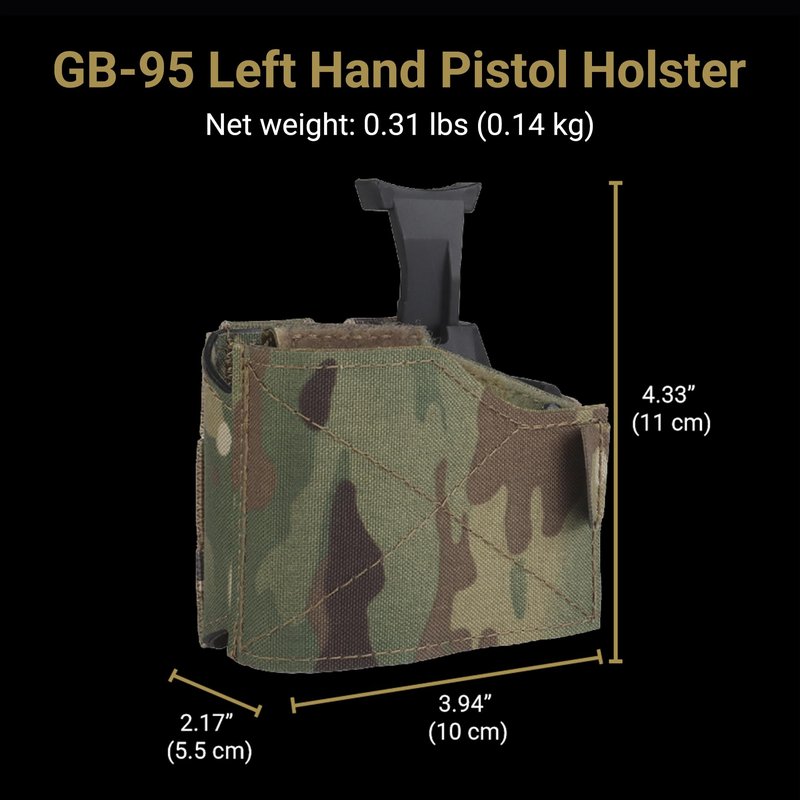 UniPro GB-95 Left-Hand Universal Tactical Holster, MC Pattern, 500D Nylon with Hard Shell, MOLLE Compatible, 4.33x3.94x2.17 Inch