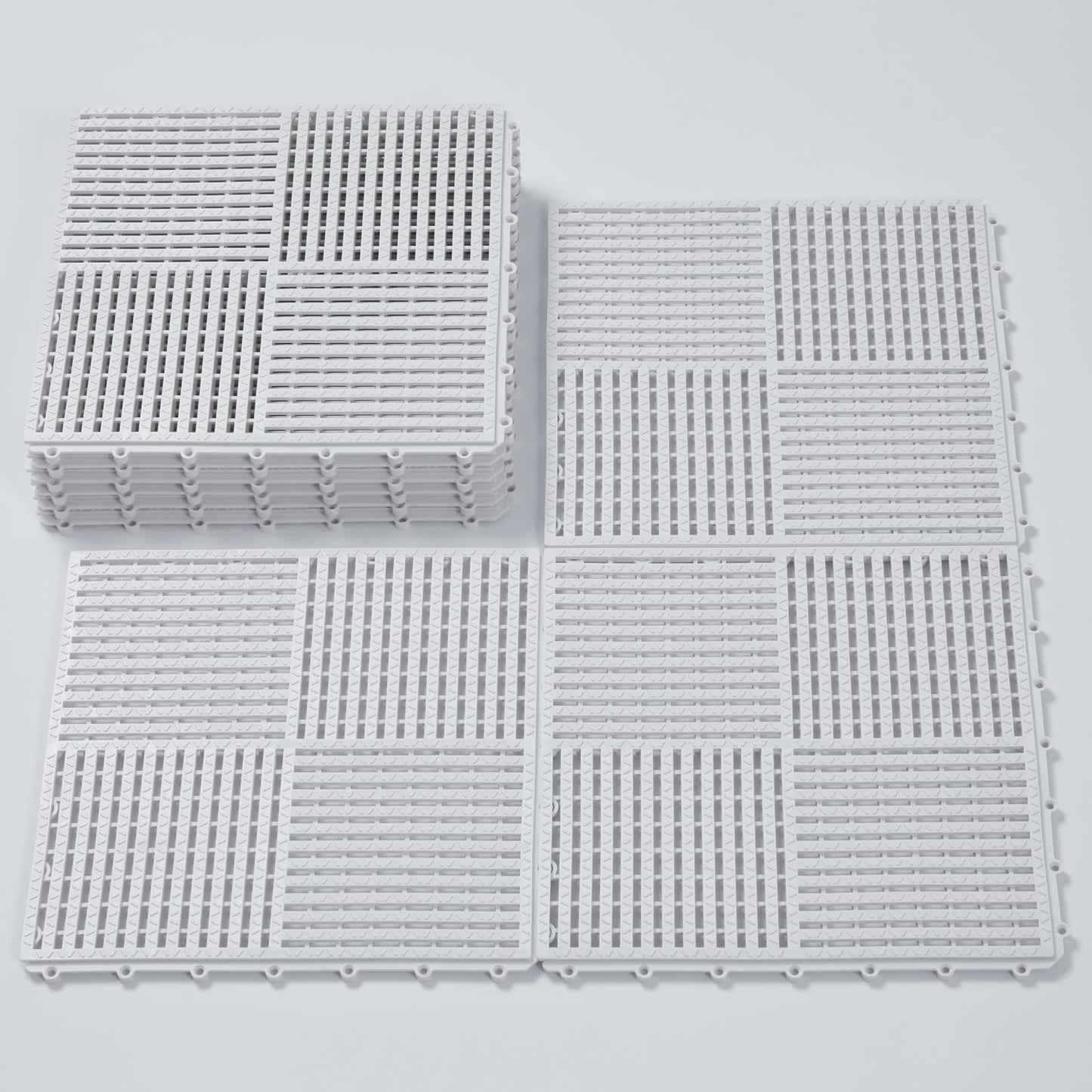 wiiiw 9 Pack Modular Interlocking Tiles Double Non-Slip 12"x12" White