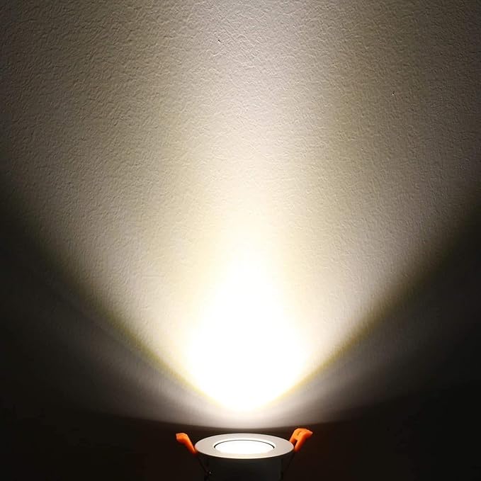 inShareplus 2 Inch LED Downlight, 3W Recessed Lighting COB Dimmable, 4000K Natural White, CRI80, Ceiling Lights with LED Driver, 6 Pack