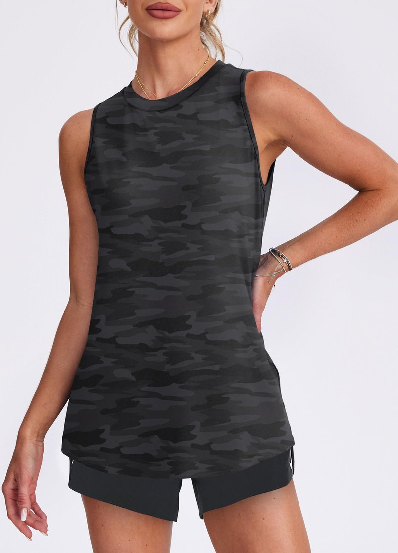 Women's Workout Tank Tops Racerback Athletic Yoga Tops Loose Fit Sleeveless Running Gym Sports Shirts for Women Black White XL