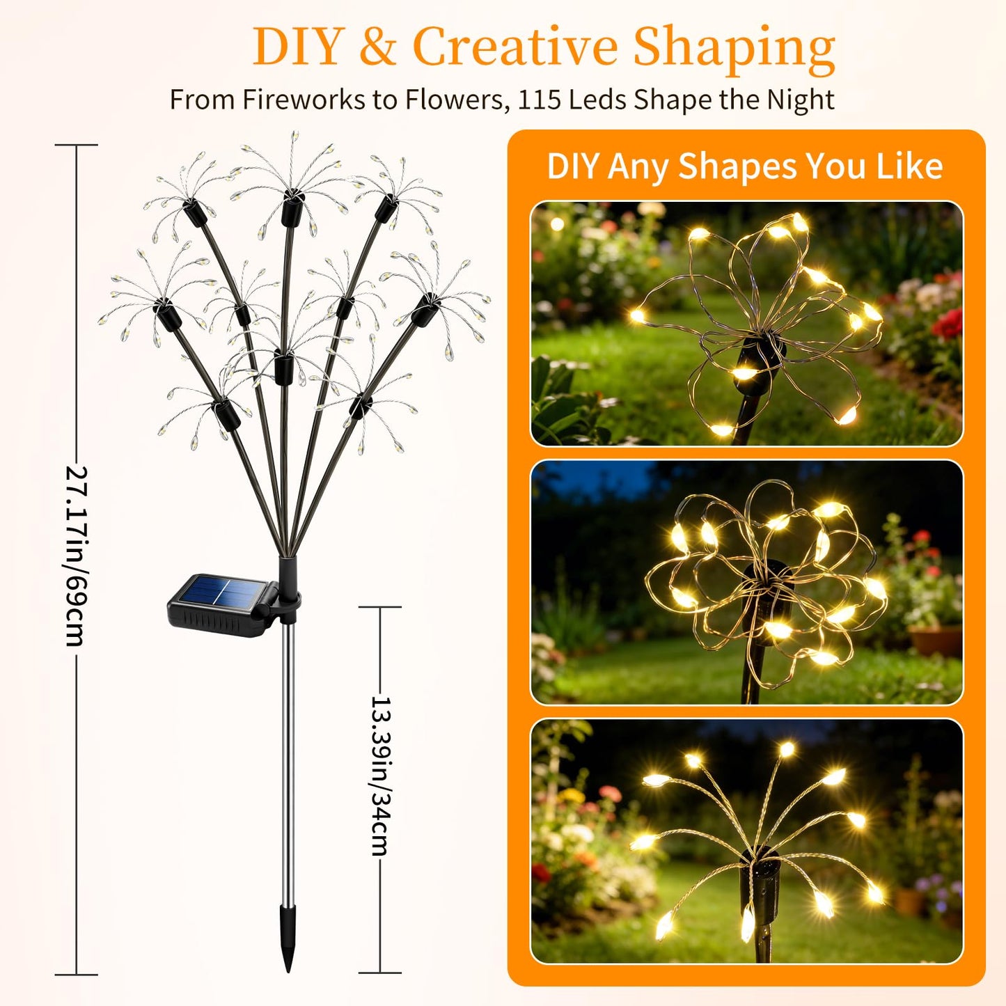 Solar Garden Lights Outdoor, 6 Pack 2-Layer Swaying Firework Lights, Waterproof Starburst Fairy Light Garden Decor for Yard Patio Pathway Lawn, Gardening Gifts for Women Mom Grandma Mother's Day