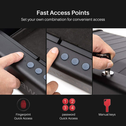 awesafe Upgraded Size Gun Safe with Fingerprint Biometric, Keypad Password and Key Lock for Two Handgun Capacity