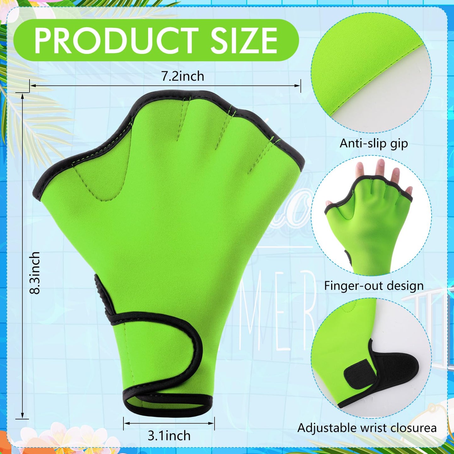 Seenelling Water Aerobics Set for Aquatic Exercise 1 Pair Neoprene Swimming Glove 2 Pcs Foam Aquatic Dumbbells Water Weights Equipment Pool Resistance Fitness Equipment for Training Workouts(Green)