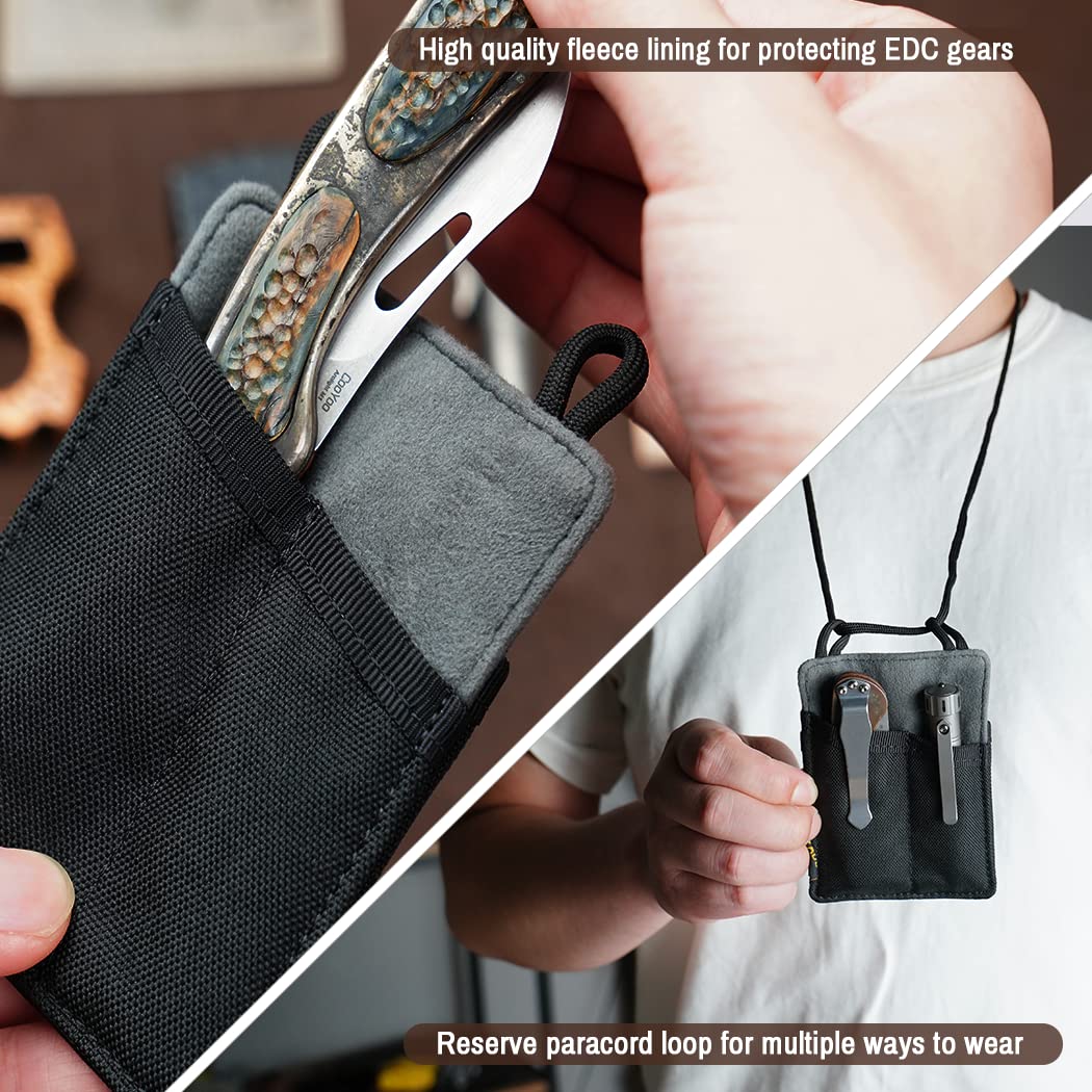 VIPERADE Slim EDC Pouch, Mini Pocket Organizer for Men, EDC Belt Organizer for Knife/Flashlight/Pen/Pry Bar/Mini Tools/Pocket Notebook (Small-Black)