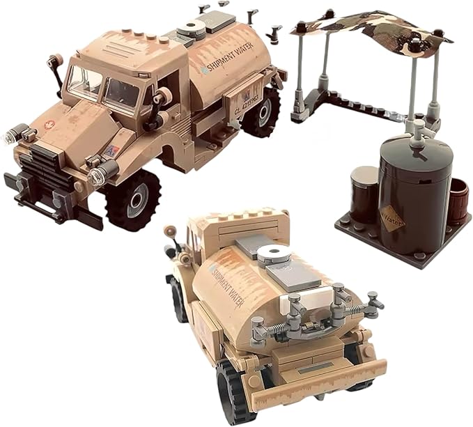 General Jim's Military Brick Building Set - WW2 Army Water Tanker Truck Vehicle Building Blocks Model Perfect for World War 2 and Brick Enthusiasts Including All Building Levels
