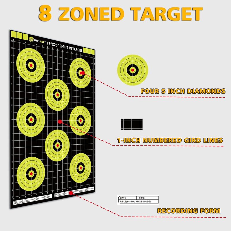 High-Visibility Bullseye Shooting Targets - 17x25 Inch Paper Targets for Handgun, Rifle, Airgun | Perfect for Shooting Range