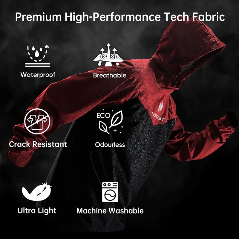 HOTSUIT Sauna Suit for Men & Women Sweat Suit Sauna Jacket Pant Gym Workout 7 Colors, Red, XL