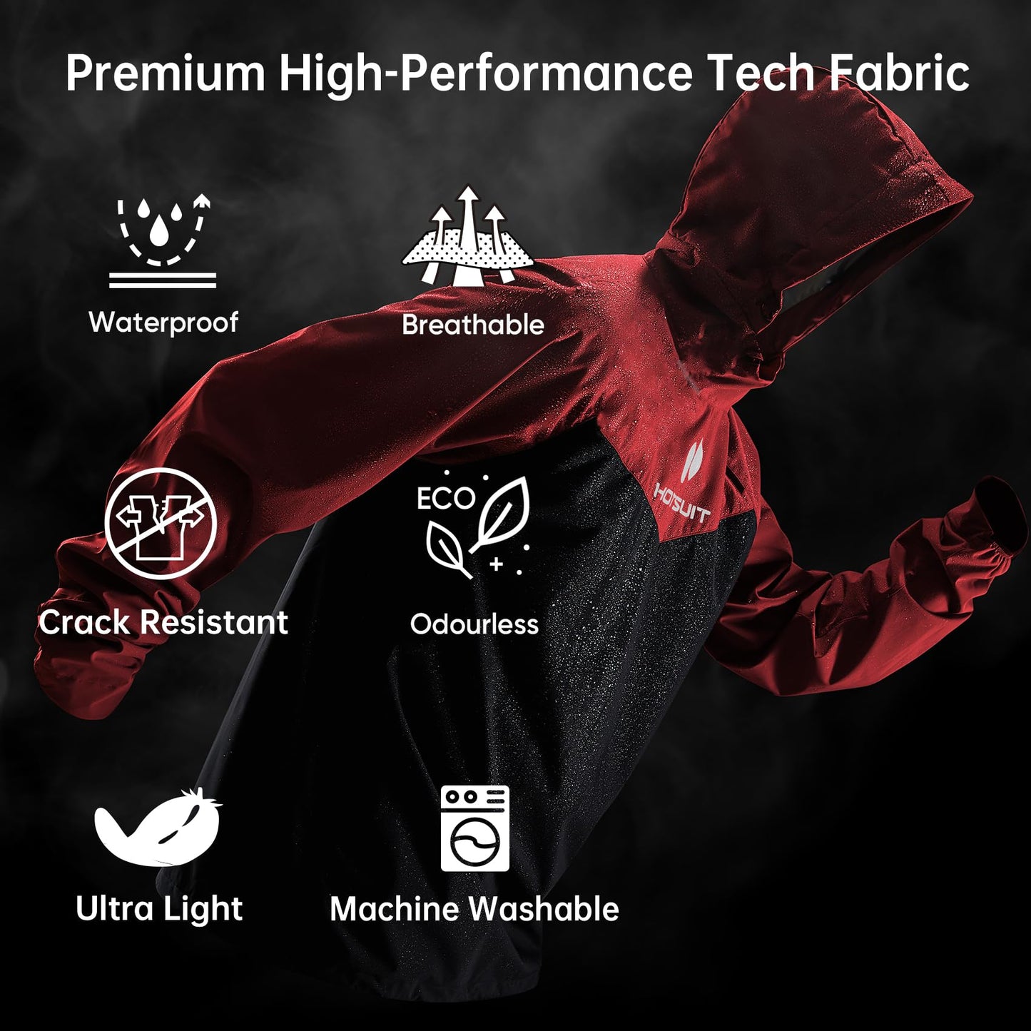 HOTSUIT Sauna Suit for Men & Women Sweat Suit Sauna Jacket Pant Gym Workout 7 Colors, Red, S