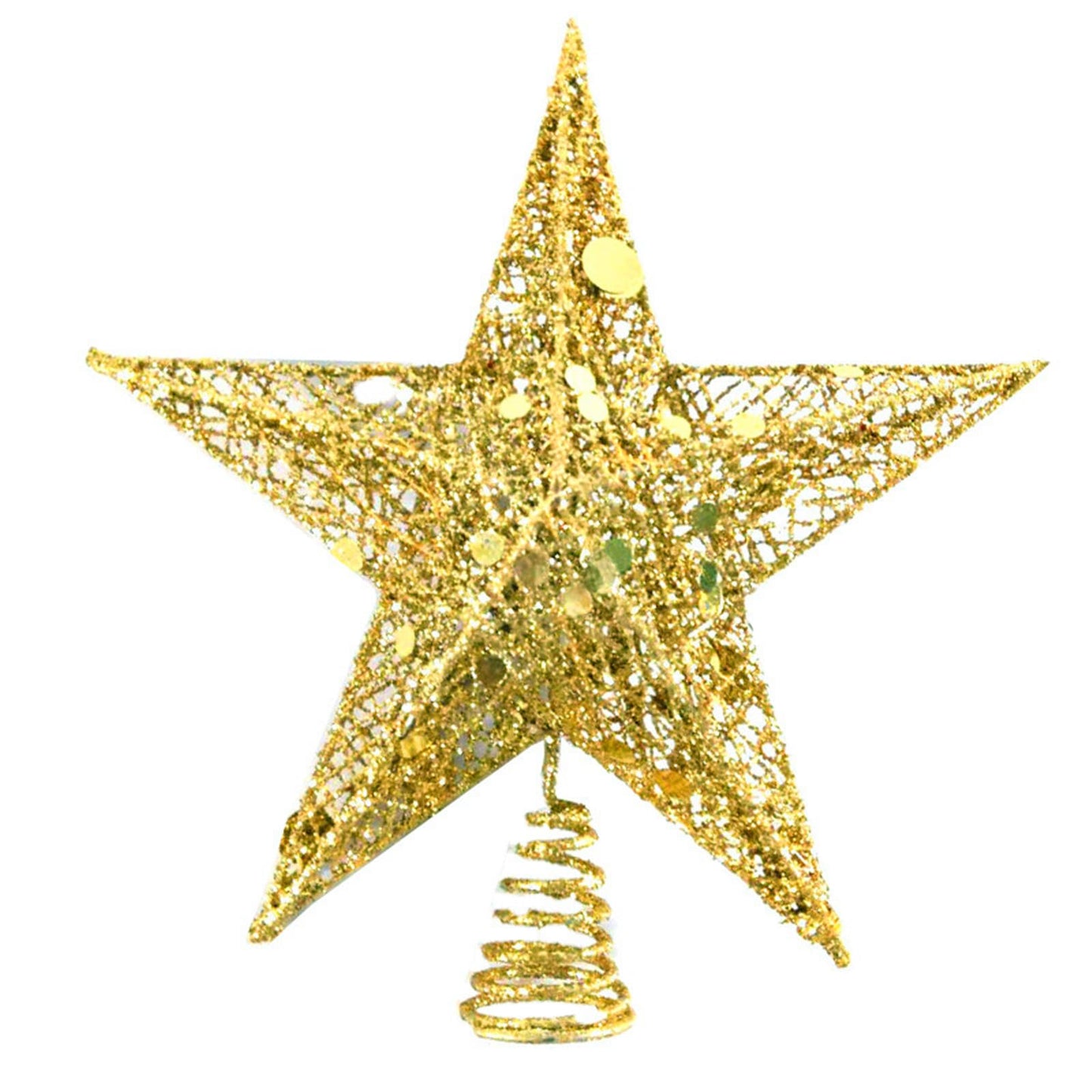 AVMBC Gold Christmas Tree Topper Star - Glitter Tree - Top Star Ornament Indoor Party Home Decoration