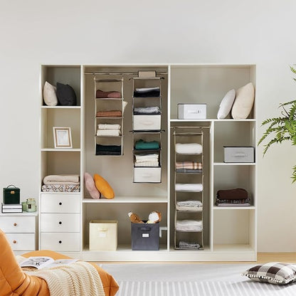 YOUDENOVA Hanging Closet Organizer, 5-Shelf Closet Hanging Storage Shelves